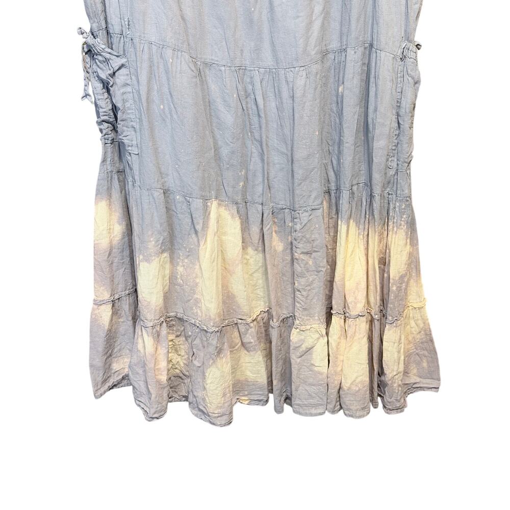 Cotton Flower 100% cotton boho tiered skirt bleach distressed cargo pocket large - Picture 7 of 13